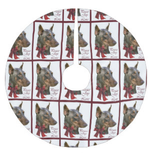 Falda Para El Árbol De Navidad De Poliéster Navidad del Pinscher del Doberman