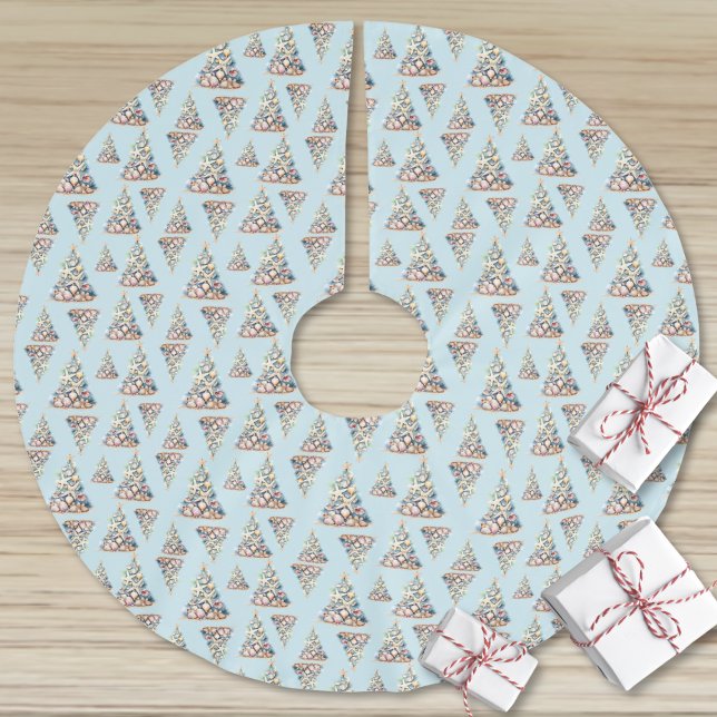 Falda Para El Árbol De Navidad De Poliéster Navidad en la playa (Beach Christmas Brushed Polyester Tree Skirt)