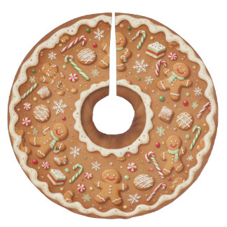 Falda Para El Árbol De Navidad De Poliéster Navidad Festiva de Pan de Jengibre