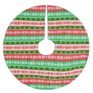 FALDA PARA EL ÁRBOL DE NAVIDAD DE POLIÉSTER NAVIDAD ORNAMENTALES DISEÑO VERDE ROJO BLANCO