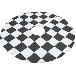 Falda Para El Árbol De Navidad De Poliéster Navidad sofisticada a cuadros en negro y blanco