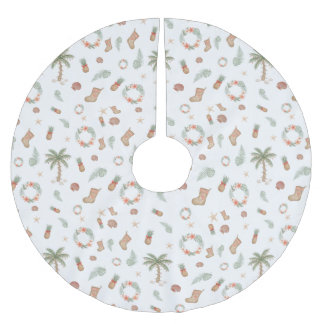 Falda Para El Árbol De Navidad De Poliéster Navidad Tropical Rústica
