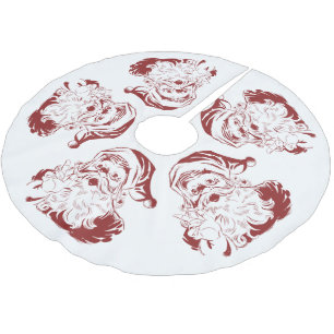 Falda Para El Árbol De Navidad De Poliéster Navidad vintage, Retro Jolly Santa Claus en rojo