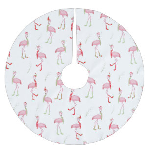 Falda Para El Árbol De Navidad De Poliéster Navidades adoran flamenco rosado