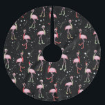 Falda Para El Árbol De Navidad De Poliéster Navidades adoran flamenco rosado<br><div class="desc">Siempre popular flamingo rosa lindo y divertido en calcetines bufanda y Santa sombrero rosa y color pastel de menta diseño</div>