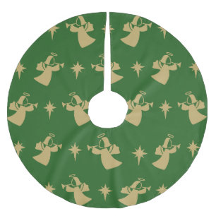 Falda Para El Árbol De Navidad De Poliéster Navidades Angel Nativity Star Green Gold