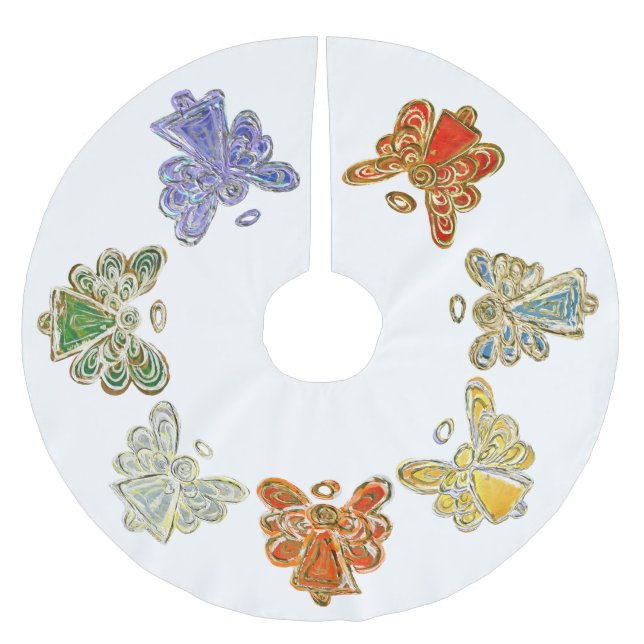 Falda Para El Árbol De Navidad De Poliéster Navidades arcoiris Ángel Tree Skirt (Anverso)
