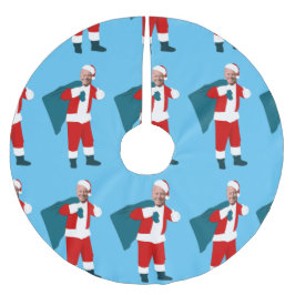 Falda Para El Árbol De Navidad De Poliéster navidades azules de santa claus joe biden