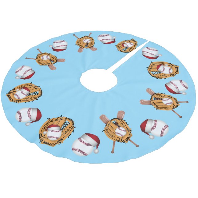 Falda Para El Árbol De Navidad De Poliéster Navidades Baseballs, Bats y Guantes (Angular)