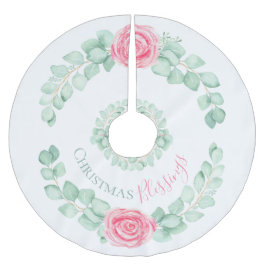 Falda Para El Árbol De Navidad De Poliéster Navidades bendiciendo la acuarela del eucalipto fl