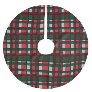 Falda Para El Árbol De Navidad De Poliéster Navidades blanco rojo y verde madras trenzado patr