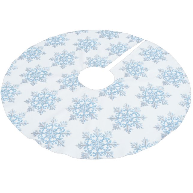 Falda Para El Árbol De Navidad De Poliéster Navidades Blue Light Blancas Snowflake (Angular)