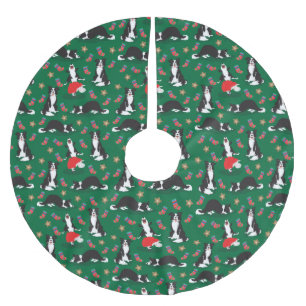 Falda Para El Árbol De Navidad De Poliéster Navidades borde verde de Collie