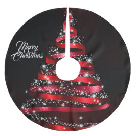 Falda Para El Árbol De Navidad De Poliéster Navidades brillantes Cinta Roja Esparkle Negro