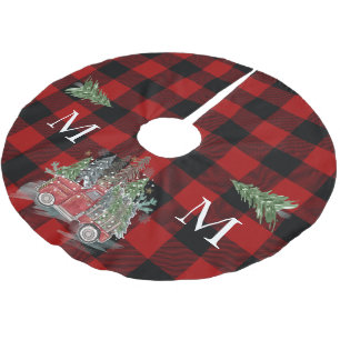 Falda Para El Árbol De Navidad De Poliéster Navidades Camión Vintage Buffalo Red Black Plaid
