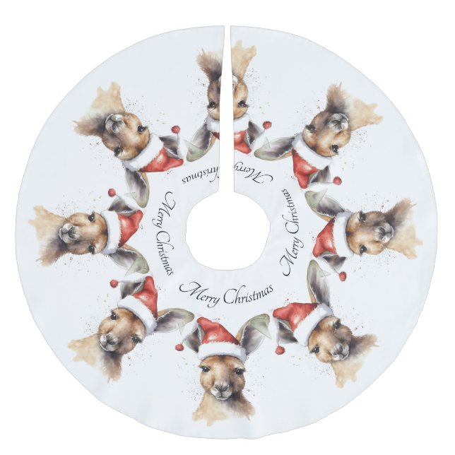 Falda Para El Árbol De Navidad De Poliéster Navidades canguro, personalizable (Anverso)