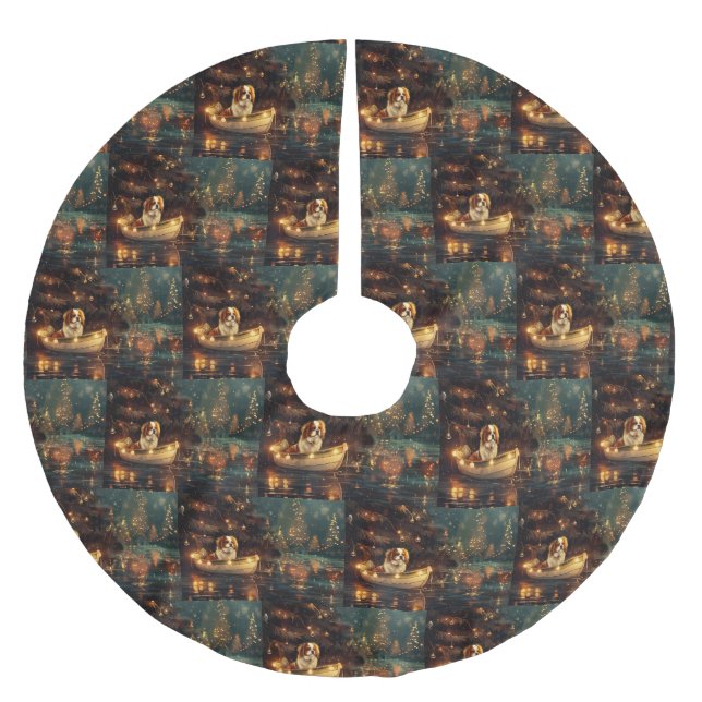 Falda Para El Árbol De Navidad De Poliéster Navidades chinos japoneses celebran el viaje (Anverso)