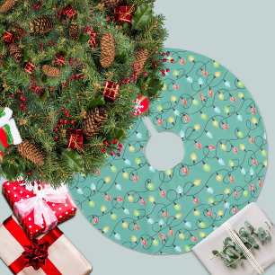 Falda Para El Árbol De Navidad De Poliéster Navidades coloridos iluminan verde menta