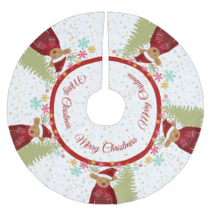 Falda Para El Árbol De Navidad De Poliéster Navidades con copos de nieve de pino de reno