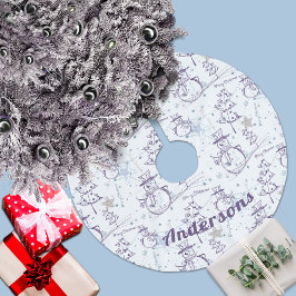 Falda Para El Árbol De Navidad De Poliéster Navidades con mano morada arrastran nieve