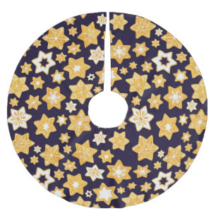 Falda Para El Árbol De Navidad De Poliéster Navidades Cookie Wreath con fondo azul marino