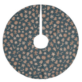 Falda Para El Árbol De Navidad De Poliéster Navidades Cookies Patrón Verde