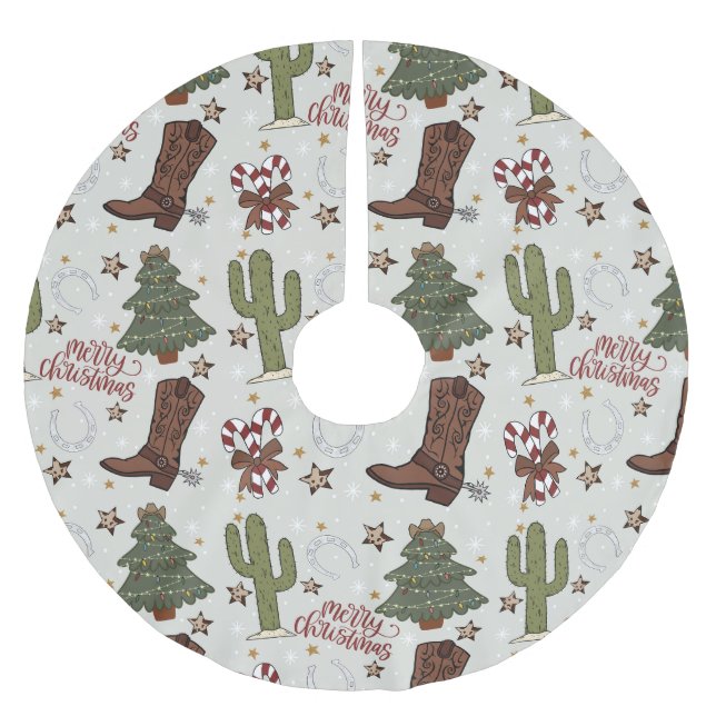 Falda Para El Árbol De Navidad De Poliéster Navidades Cowboy (Anverso)