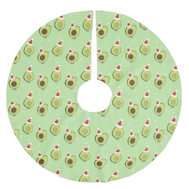 Falda Para El Árbol De Navidad De Poliéster Navidades Cute Food Santa Hat Aguacate (Anverso)