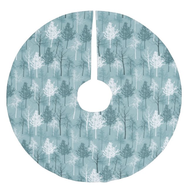 Falda Para El Árbol De Navidad De Poliéster Navidades de árboles azules y blancos (Anverso)