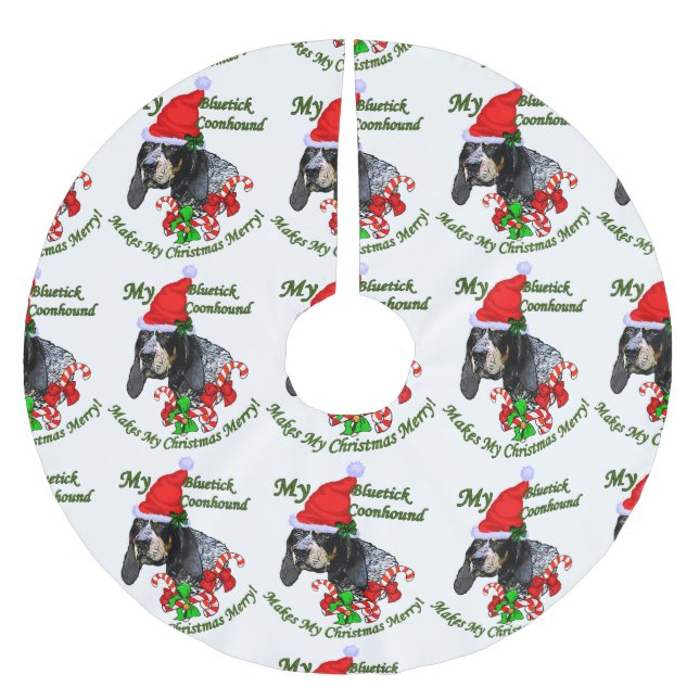 Falda Para El Árbol De Navidad De Poliéster Navidades de Bluetick Coonhound (Anverso)