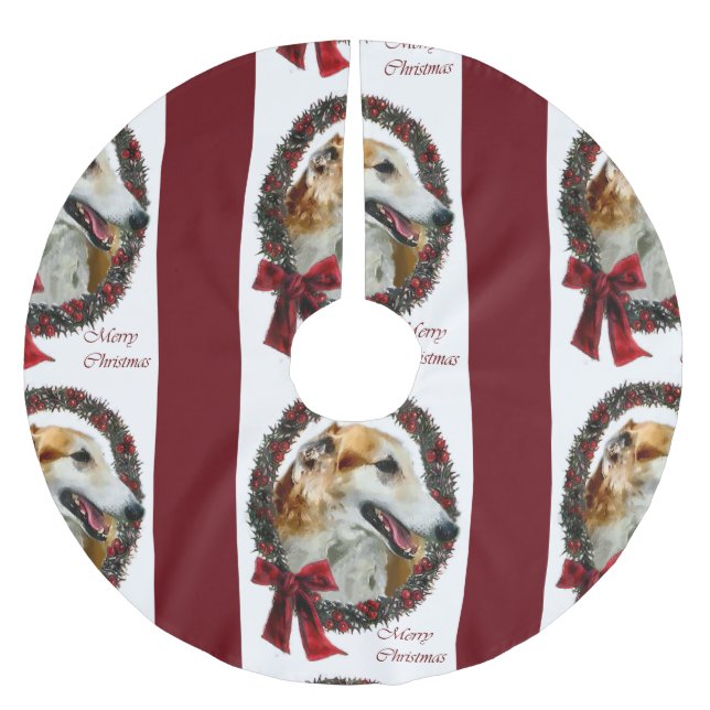 Falda Para El Árbol De Navidad De Poliéster Navidades de Borzoi (Anverso)