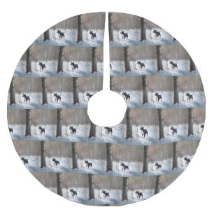 Falda Para El Árbol De Navidad De Poliéster Navidades de Boston Terrier Let It Snow