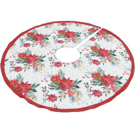 Falda Para El Árbol De Navidad De Poliéster Navidades de Bouquet de Poinsettia Roja de color a