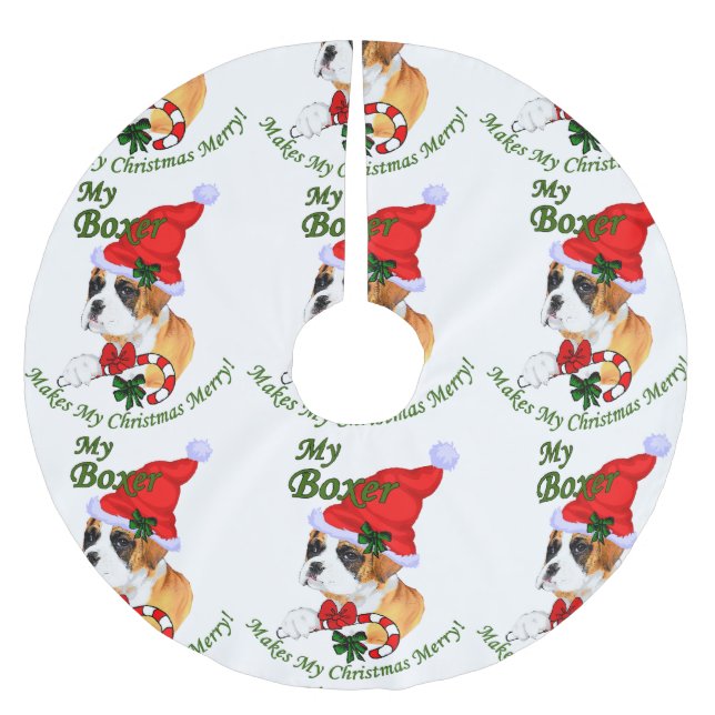 Falda Para El Árbol De Navidad De Poliéster Navidades de Boxer Dog (Anverso)