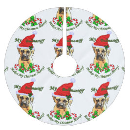 Falda Para El Árbol De Navidad De Poliéster Navidades de Bullmastiff Merry
