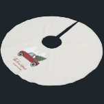 Falda Para El Árbol De Navidad De Poliéster Navidades de Camión Rojo Vintage<br><div class="desc">Diseño personalizado de Navidades de Camión Rojo Vintage.</div>