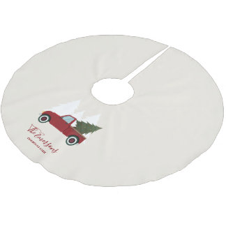 Falda Para El Árbol De Navidad De Poliéster Navidades de Camión Rojo Vintage