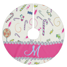 Falda Para El Árbol De Navidad De Poliéster Navidades de caña de caramelo cepillado con falda 