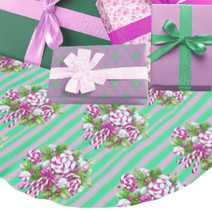 Falda Para El Árbol De Navidad De Poliéster Navidades de canto verde rosa morado