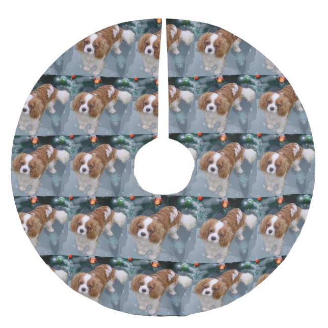 Falda Para El Árbol De Navidad De Poliéster Navidades de Cavalier King Charles Spaniel (Anverso)