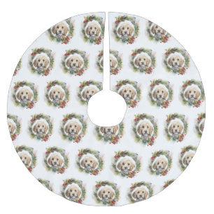 Falda Para El Árbol De Navidad De Poliéster Navidades de Cockapoo Cachorro festivo