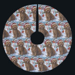 Falda Para El Árbol De Navidad De Poliéster Navidades de Cockapoo Winter Wonderland Alegría<br><div class="desc">Este diseño festivo capta el alegre espíritu de la temporada navideña, con un adorable cachorro vestido con un sombrero de Santa. El perro está enclavado en un maravilloso país invernal, con un muñeco de nieve, un árbol de Navidad decorado y regalos hermosamente envueltos. Los copos de nieve caen suavemente, añadiendo...</div>