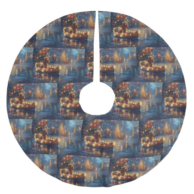 Falda Para El Árbol De Navidad De Poliéster Navidades de Cocker Spaniel Festividad (Anverso)