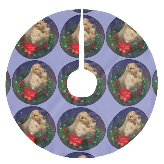 Falda Para El Árbol De Navidad De Poliéster Navidades de Cocker Spaniel inglés (Anverso)