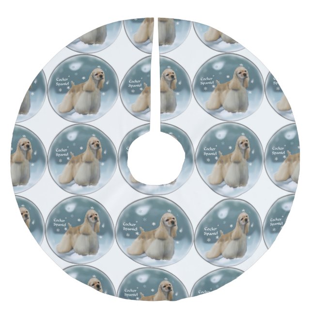 Falda Para El Árbol De Navidad De Poliéster Navidades de Cocker Spaniel Regalos (Anverso)