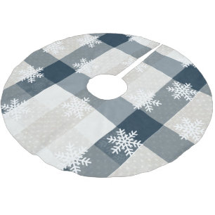 Falda Para El Árbol De Navidad De Poliéster Navidades de copos de nieve de color azul criollo 