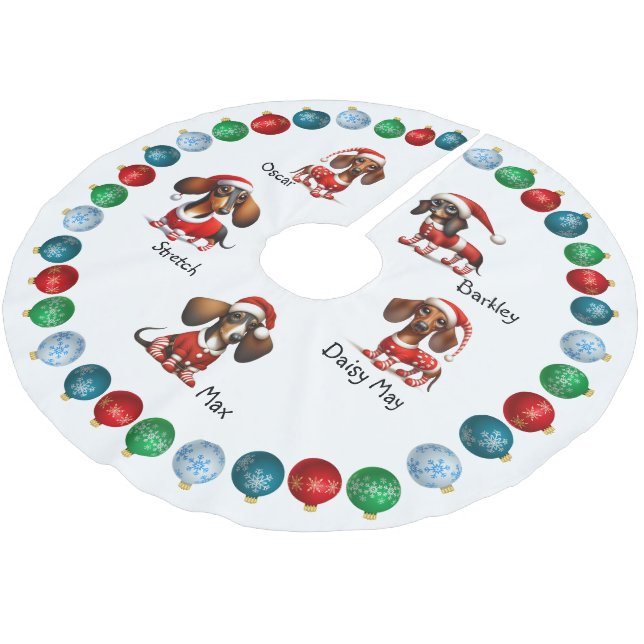 Falda Para El Árbol De Navidad De Poliéster Navidades de Dachshund (Angular)