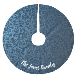 Falda Para El Árbol De Navidad De Poliéster Navidades de diseño victoriano con flores azules y