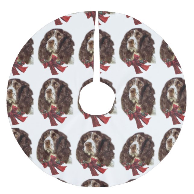 Falda Para El Árbol De Navidad De Poliéster Navidades de English Springer Spaniel (Anverso)