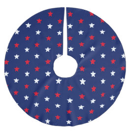 Falda Para El Árbol De Navidad De Poliéster Navidades de estrellas azul marino rojo patriótico